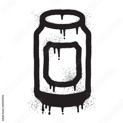 Drink can graffiti drawn with black spray paint