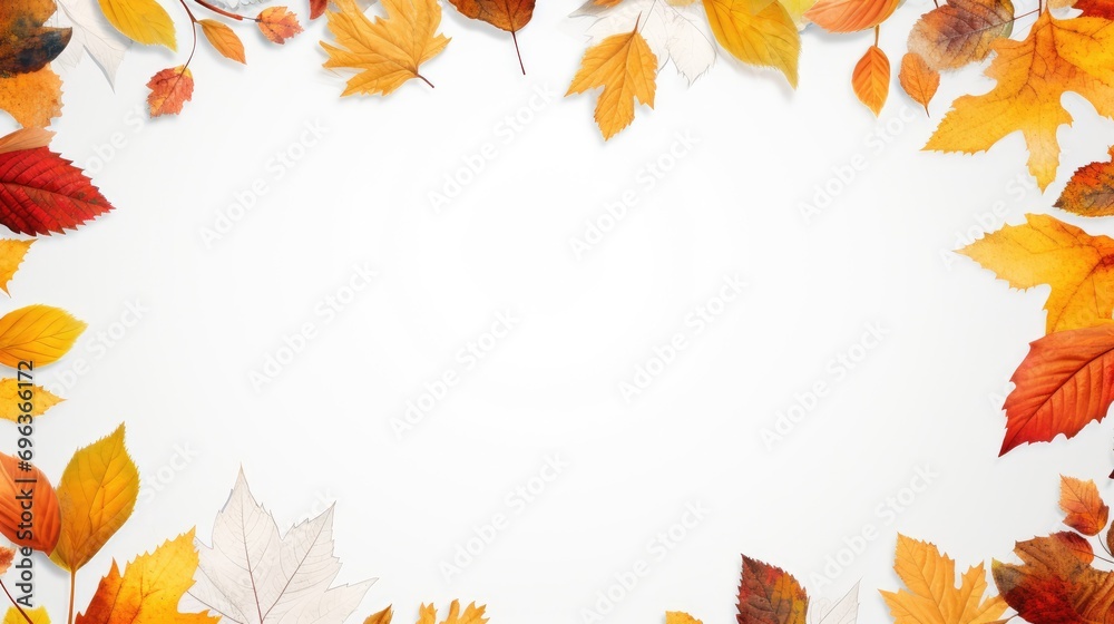 Autumnal Charm: Decorative Frame with Beautiful Fall Leaves Border