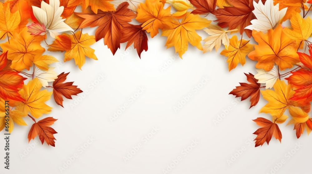 Autumnal Charm: Decorative Frame with Beautiful Fall Leaves Border