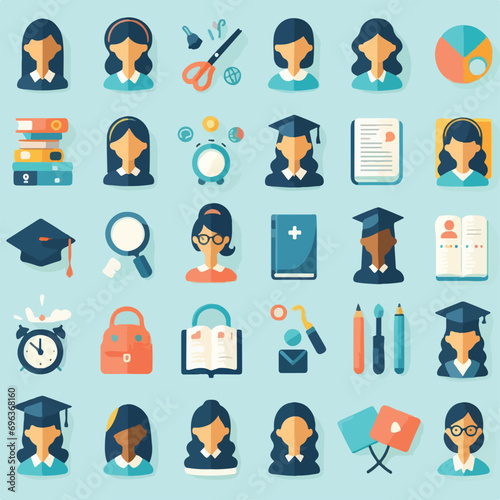 business and education icons set