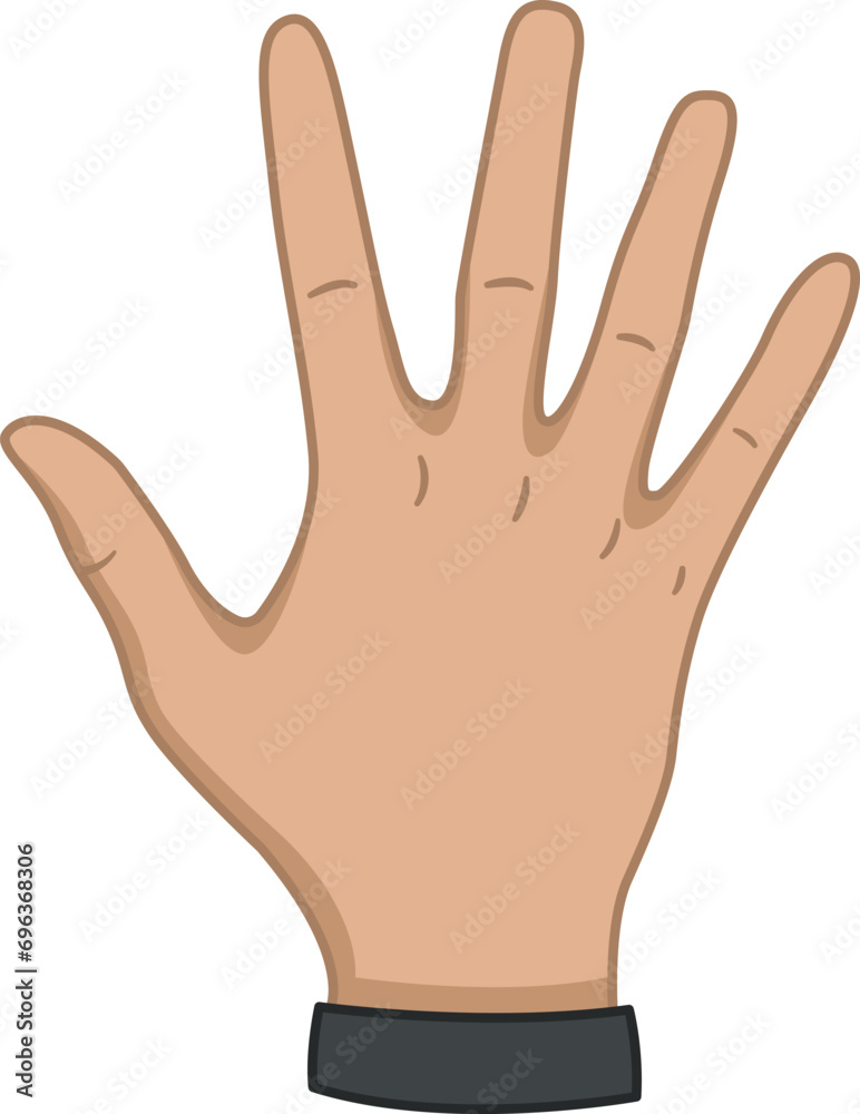Hand Gesture Showing Number Five. Give Five Fingers Up. Vector