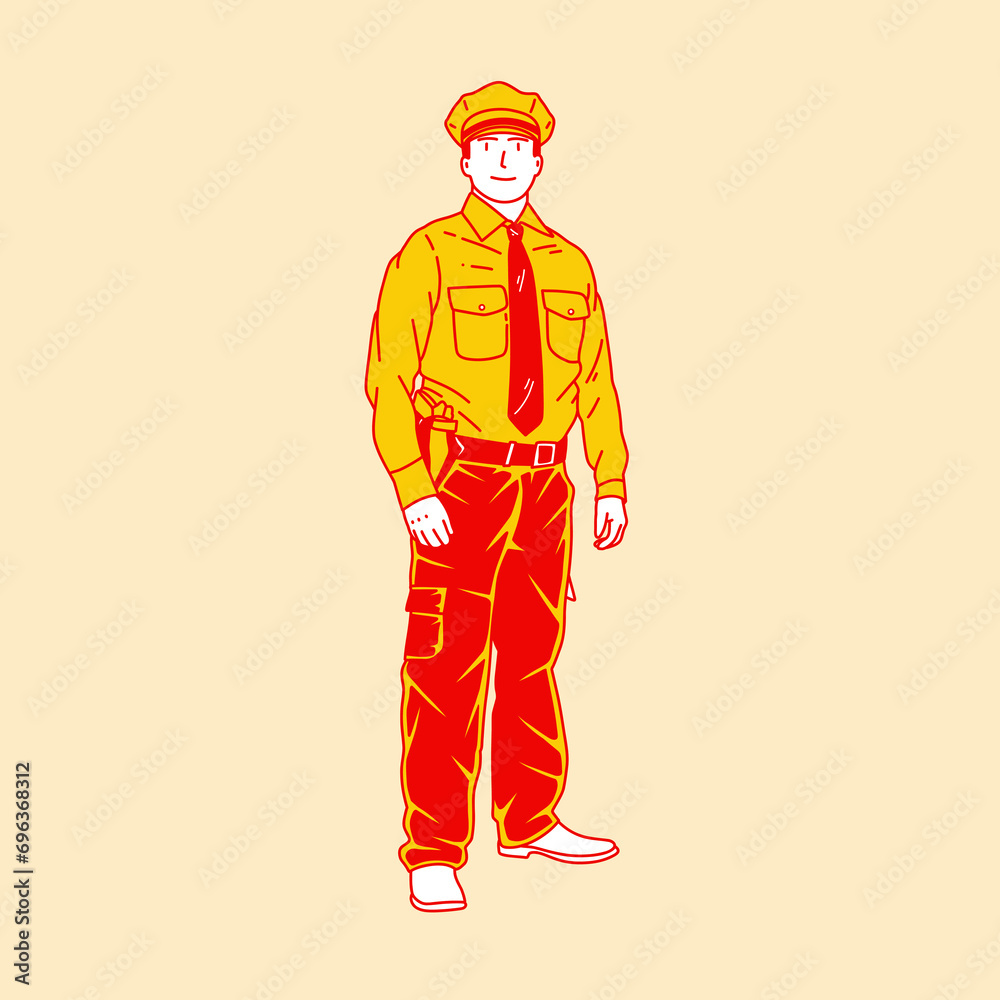 Simple cartoon illustration of a security guard 1