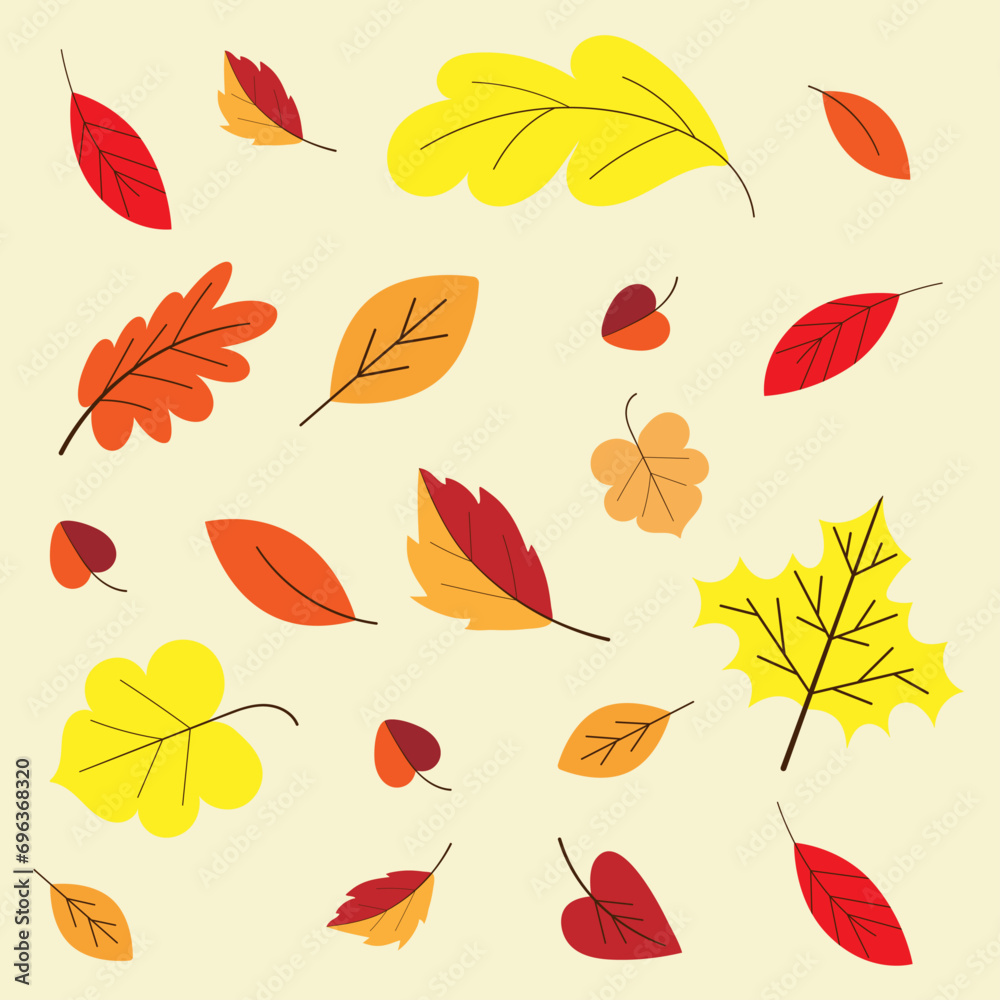 Pattern of yellow leaves. Autumn leaves. The leaves are yellow, red, and orange. Forest foliage. Leaves from the tree Pattern of yellow leaves. Autumn leaves. The leaves are yellow, red, and orange. Forest foliage. Leaves from the tree