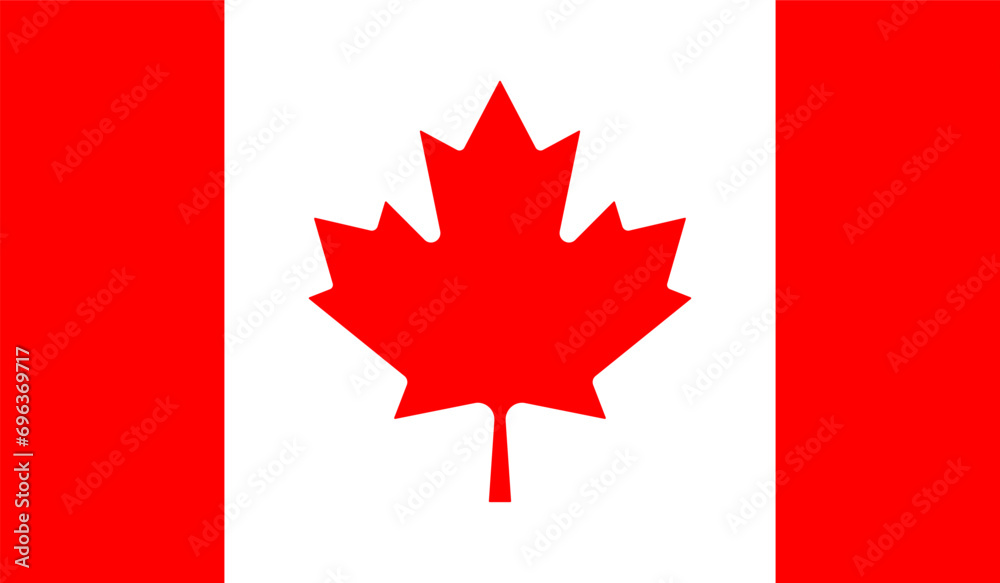 Naklejka premium Canada flag illustration. Hockey, maple, state, city, Canadians, cold, snow, syrup, Ottawa, Quebec, Vancouver. Vector icons for business and advertising