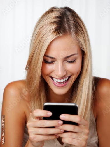 woman using a smartphone on...