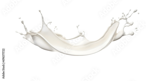 Spilled milk splash isolated on transparent white background