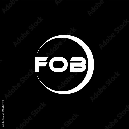 FOB letter logo design with black background in illustrator, cube logo, vector logo, modern alphabet font overlap style. calligraphy designs for logo, Poster, Invitation, etc.