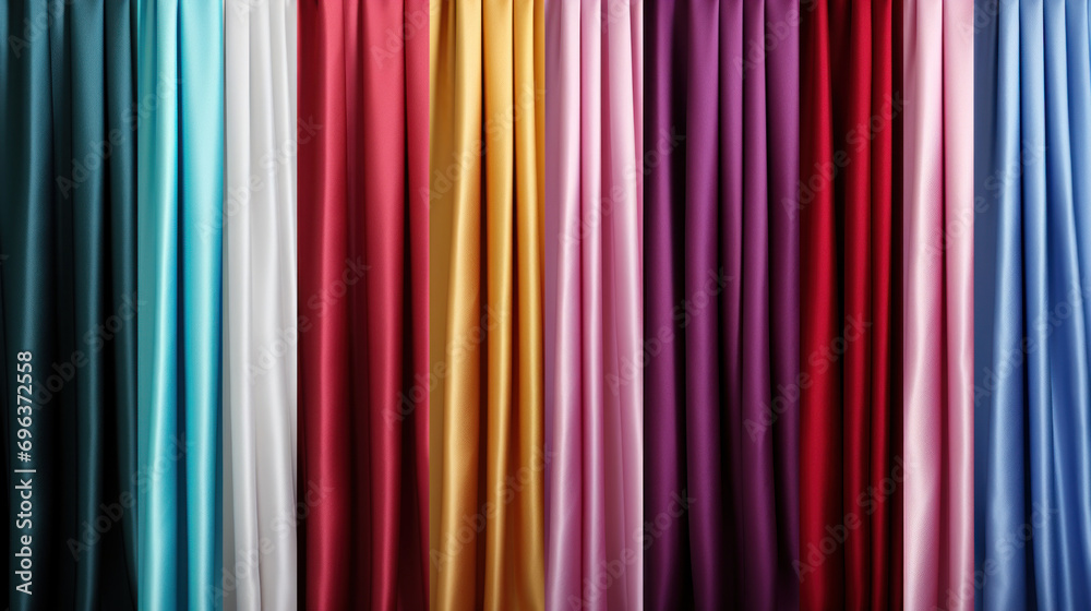Brightly colored curtains for theater or cinema