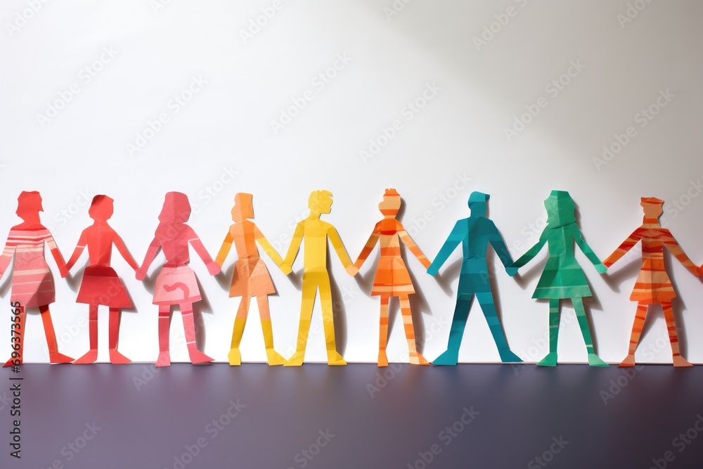 Paper dolls in human chain pattern Paper dolls in human chain pattern