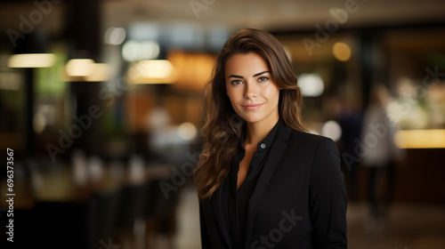 Wallpaper Mural portrait of an elegant and beautiful business woman in black clothes in an office Torontodigital.ca