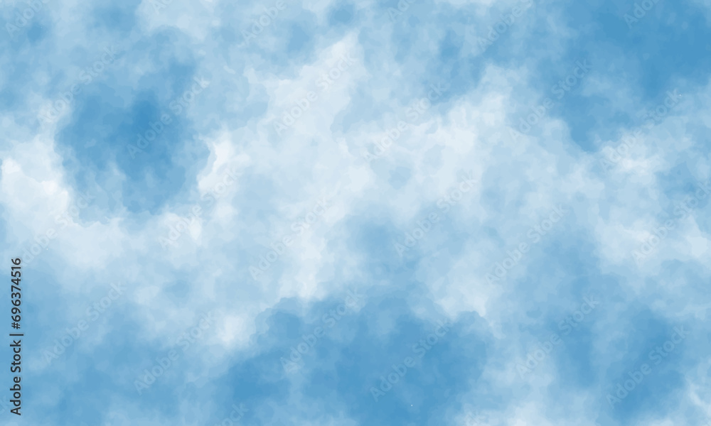 Blue background with space. Blue watercolor background. Soft blue watercolor background for your design. Abstract blue sky with clouds. Vector EPS 10