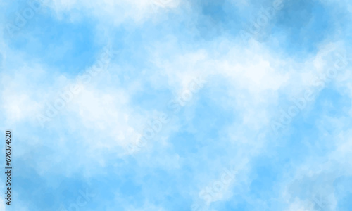 Blue background with space. Blue watercolor background. Soft blue watercolor background for your design. Abstract blue sky with clouds. Vector EPS 10