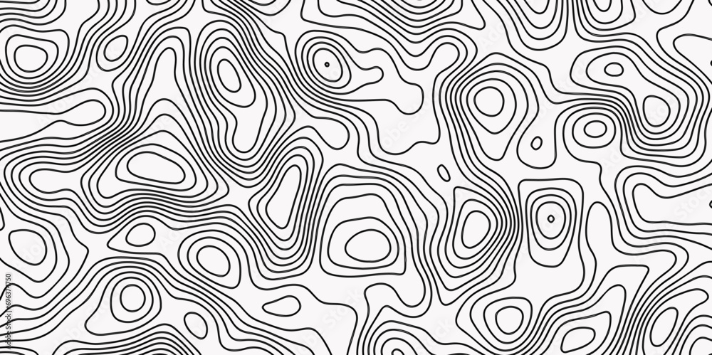 Abstract Topographic Map in Contour white and block background design. Ocean topographic line map with curvy wave isolines vector Topographic Map in Contour.