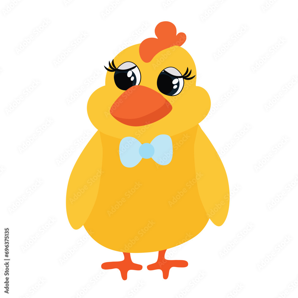 Cute chicken in cartoon style isolated on white background. Cute chicken in cartoon style isolated on white background.