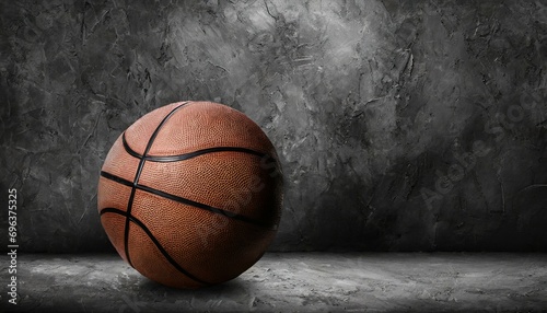 basketball ball on dark concrete wall texture background background for product display banner or mockup © RichieS