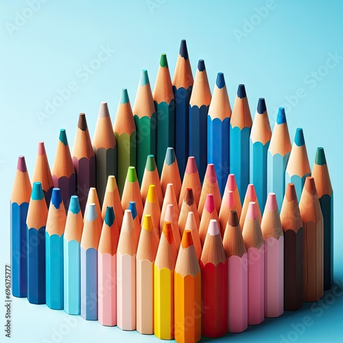 colorful pencils on white background