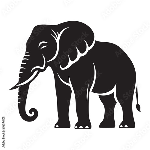 Elephant Silhouette - Gentle Tuskers in Tranquil Nature  Serene Scenes  and Soothing Shadows for Peaceful Designs - Minimallest elephant black vector 
