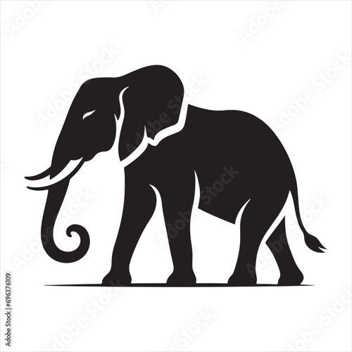 Elephant Silhouette - Intricate Tribal Elephant Tattoos, Artistic Outlines, and Cultural Symbolism in Shadow Forms - Minimallest elephant black vector
