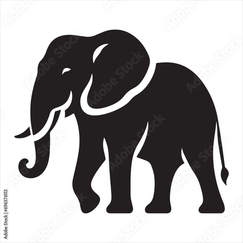 Elephant Silhouette - Nighttime Elephant Parade, Lunar Luminescence, and Mystic Pachyderms in Shadowed Grandeur - Minimallest elephant black vector
