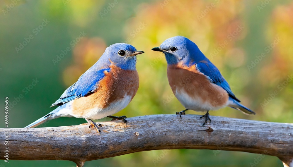 two male bluebirds on perch