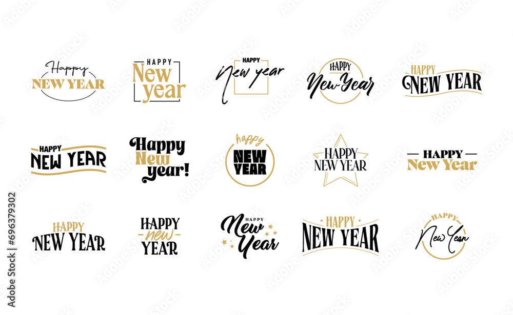 Happy new year logo bundle.
