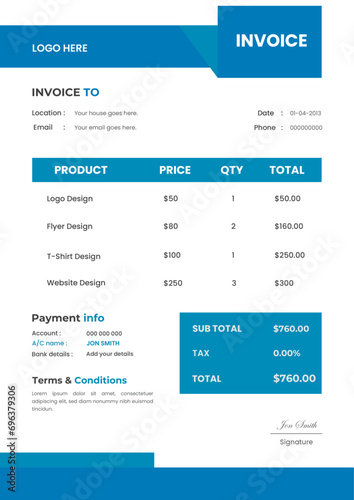 Modern Invoice Design. (ID: 696379306)