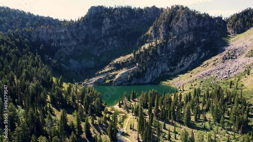 Beautiful Summer Aerial Views at Bloomington Lake Idaho., Desolate High Mountain Lake