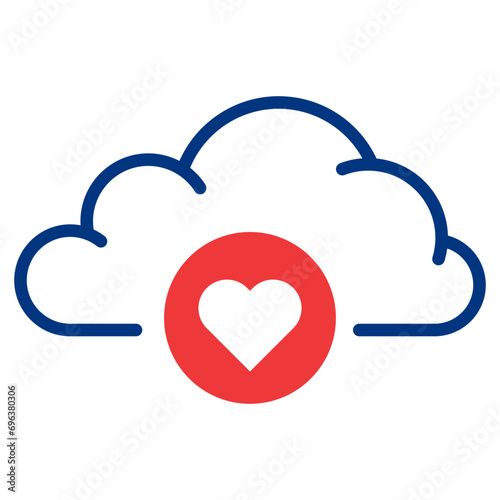 Cloud with heart illustration. Favorites, emoji, cloud saving, information, data. Vector icons for business and advertising