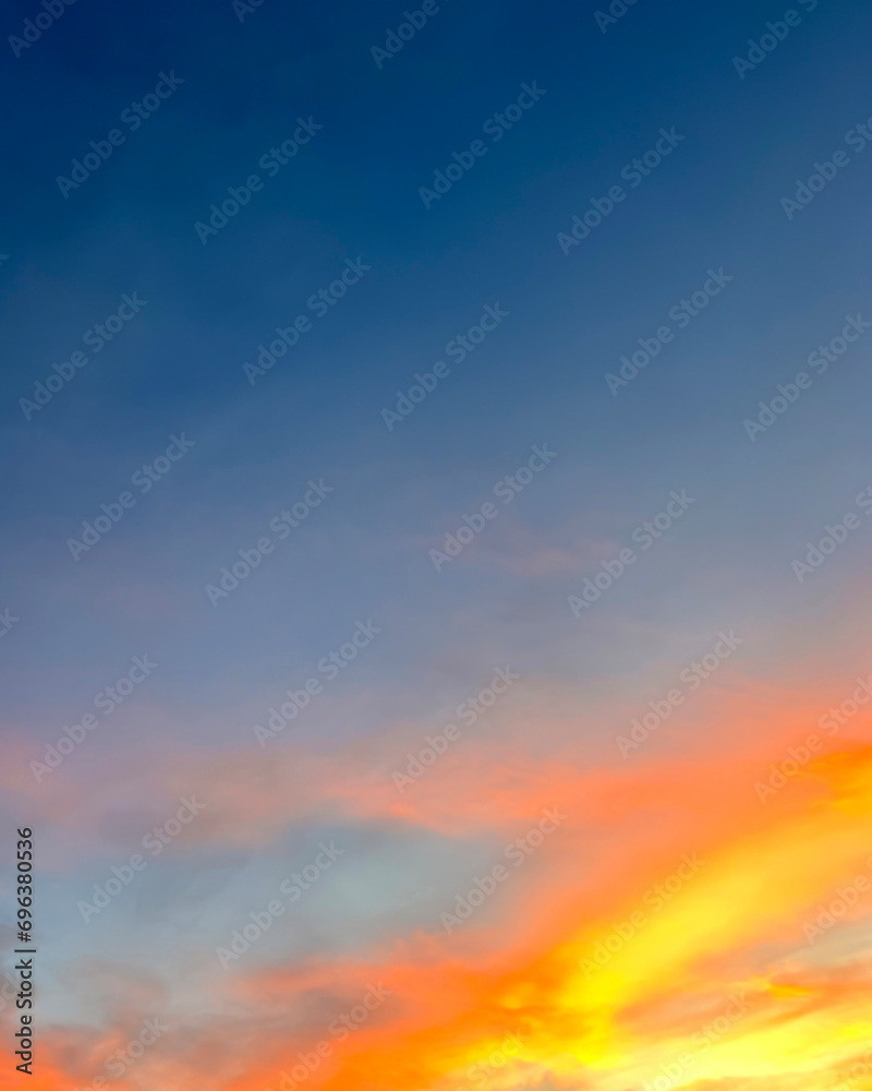 Dramatic sunset sky with colorful clouds background concept. Evening sunset. Twilight sky.