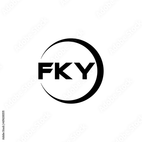 FKY letter logo design with white background in illustrator, cube logo, vector logo, modern alphabet font overlap style. calligraphy designs for logo, Poster, Invitation, etc. photo