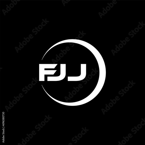 FJJ letter logo design with black background in illustrator, cube logo, vector logo, modern alphabet font overlap style. calligraphy designs for logo, Poster, Invitation, etc. photo