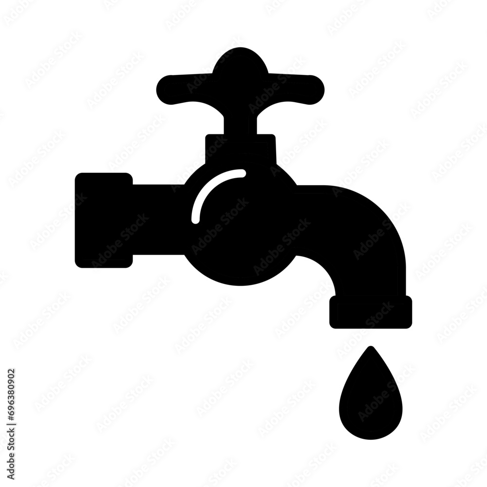 Black faucet illustration. Water, plumber, plumbing, valve, drop, bath, sink, shower, pipe, leak. Vector icons for business and advertising Black faucet illustration. Water, plumber, plumbing, valve, drop, bath, sink, shower, pipe, leak. Vector icons for business and advertising