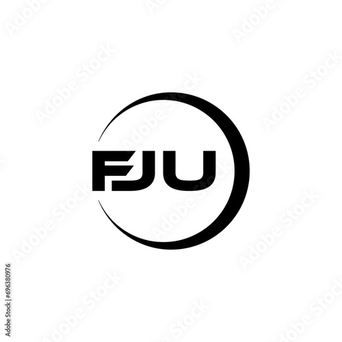 FJU letter logo design with white background in illustrator, cube logo, vector logo, modern alphabet font overlap style. calligraphy designs for logo, Poster, Invitation, etc. photo