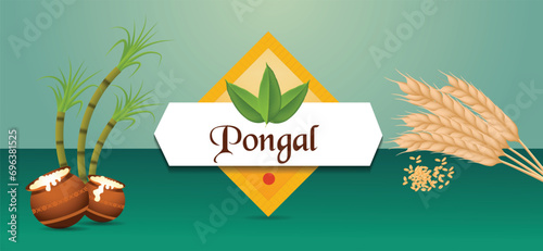 Happy Pongal Tamil Nadu festival vector poster