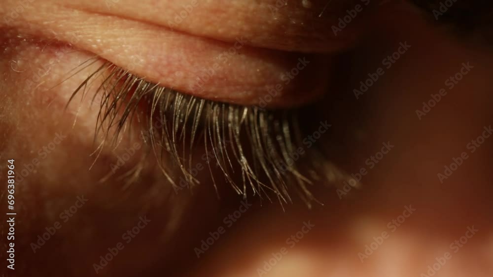 Long eyelashes of a persons eyelid move when opening an eye Long eyelashes of a persons eyelid move when opening an eye