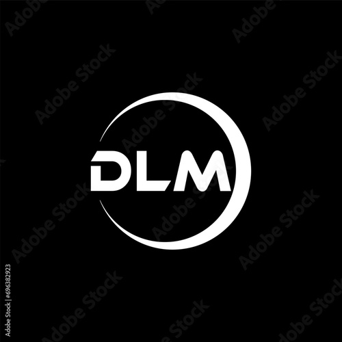 DLM letter logo design with black background in illustrator, cube logo, vector logo, modern alphabet font overlap style. calligraphy designs for logo, Poster, Invitation, etc. photo