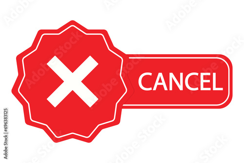 Cross with inscription cancel illustration. Replacement, prohibition, button, return, decision, refusal, command. Vector icons for business and advertising