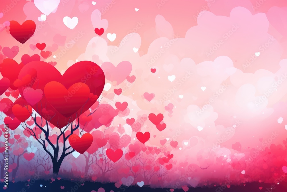 Illustration sur l'amour avec des coeurs, st valentin. Love illustration with hearts, Valentine's day.