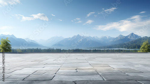 Empty Concrete Floor with Mountain View © Ariestia