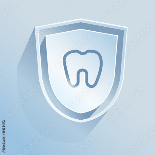 Cardiac arrhythmia, life insurance.
The shield icon is made of paper on a blue background.
Medicine, Safety, life insurance. A vector image.