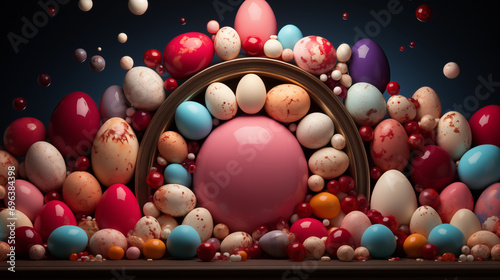  16:9 or 9:16 Eggs and bunnies mark the arrival of Easter, commemorating the resurrection of Jesus and spring.for backgrounds screens greeting card or other High quality printing projects.