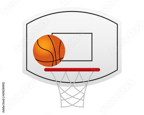 Basketball hoop and ball illustration. Basket, game, sport, team, court, jump, throw, high. Vector icons for business and advertising