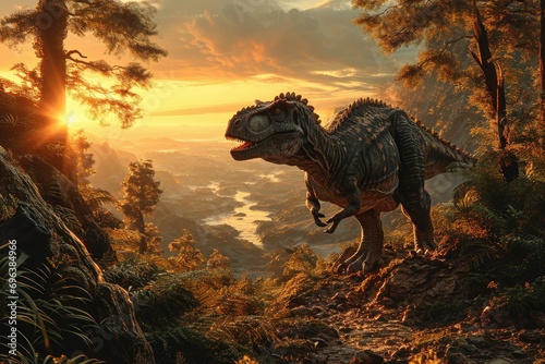 dinosaur in sunset