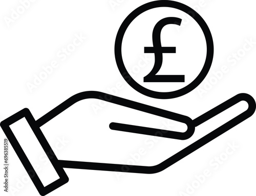 English pound icon in hand isolated on white background . Vector illustration 