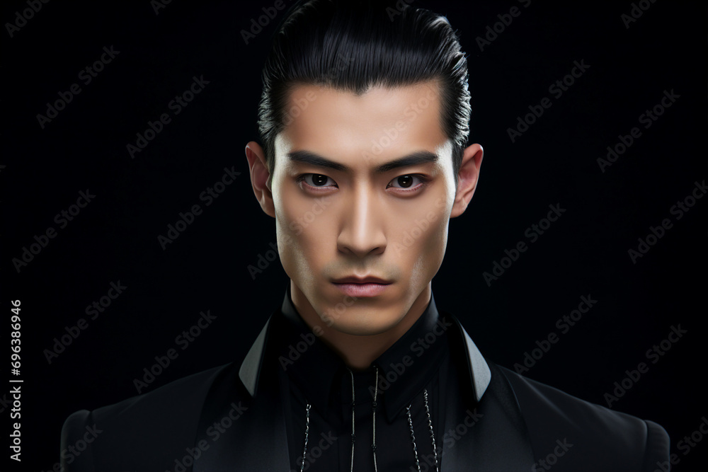 Obraz premium Photography of a nice groomed man created with generative ai isolated on dark grey background