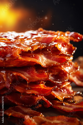 Delicious Crispy Bacon Close-Up