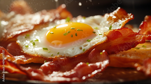 Delicious Fried Eggs with Crispy Bacon 