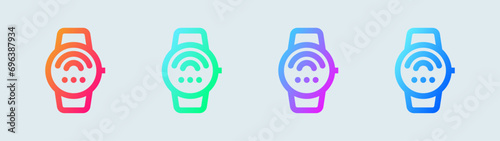 Connect smartwatch line icon in gradient colors. Smart device signs vector illustration.