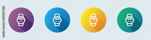 Connect smartwatch line icon in flat design style. Smart device signs vector illustration.