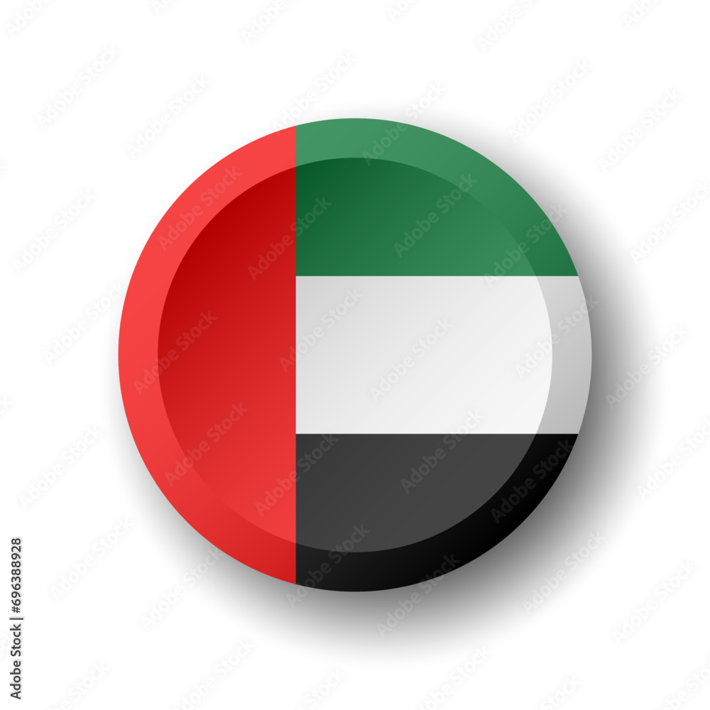 United Arab Emirates flag - 3D circle button with dropped shadow. Vector icon. United Arab Emirates flag - 3D circle button with dropped shadow. Vector icon.